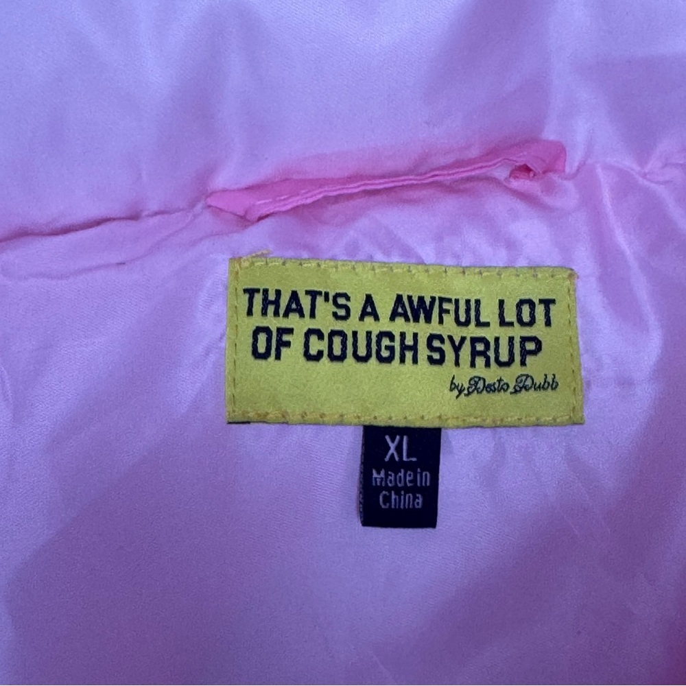 That’s A Awful lot Of Cough Syrup Pink Women’s Cropped Puffer Jacket Size XL - Picture 6 of 6
